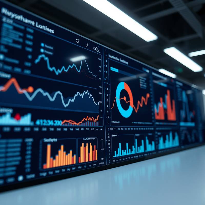 Data graphs and charts on a screen, representing data science course.