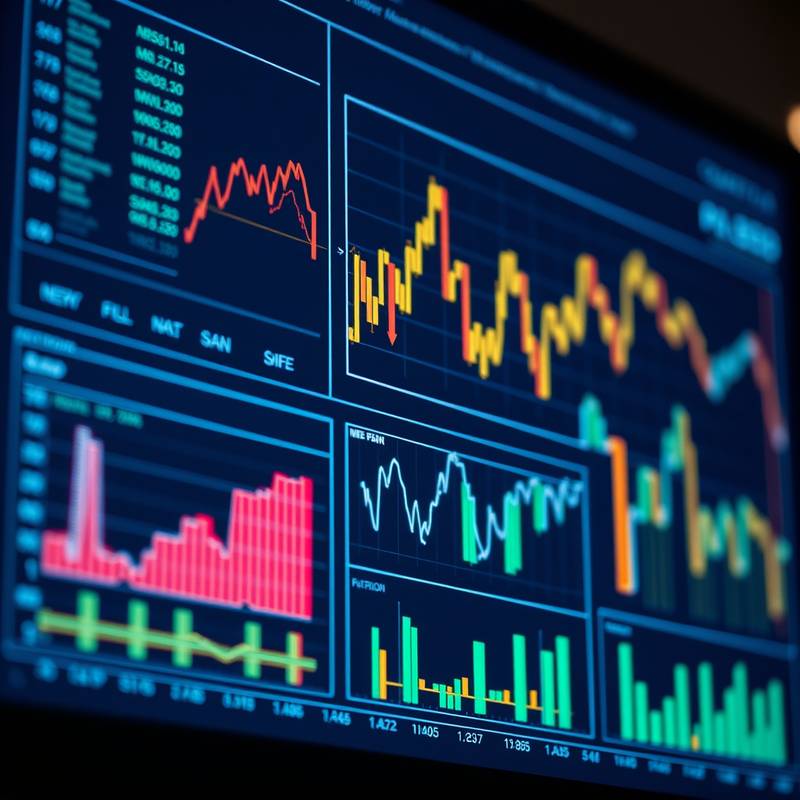 Financial charts and graphs on a screen, representing financial analysis course.